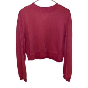 Pacsun Crewneck Cropped Long Sleeve Sweatshirt • Burgundy • Women’s Size Medium